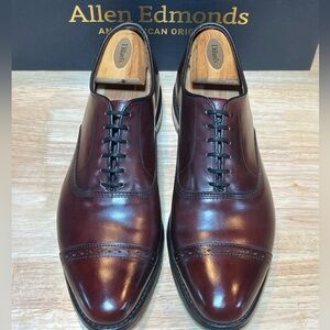 Allen Edmonds Nathan Men's Burgundy Leather Oxfords Sz 11D Made In USA 🇺🇸